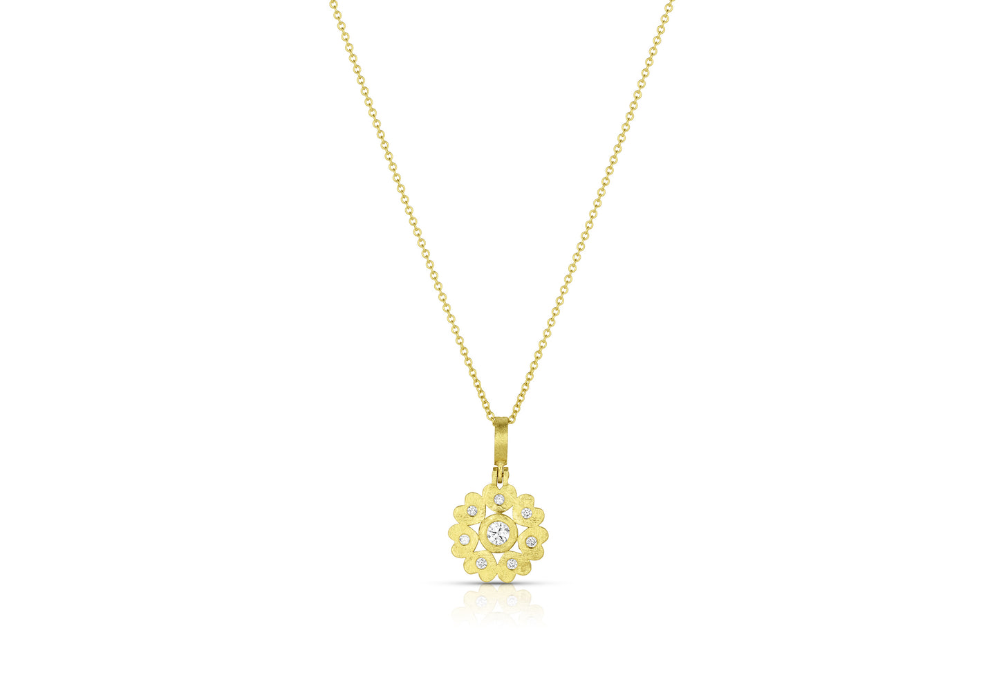 18 Karat Yellow Gold Circle of Hearts Pendant