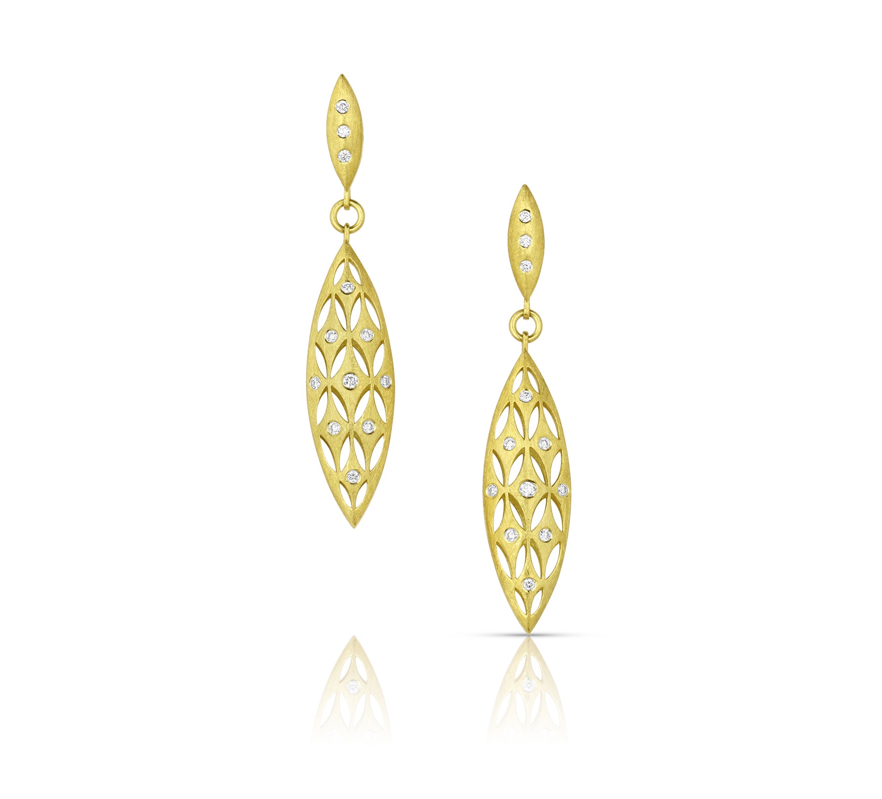 18 Karat Yellow Gold Navette Shape Drop Earrings – Alishan Jewelry