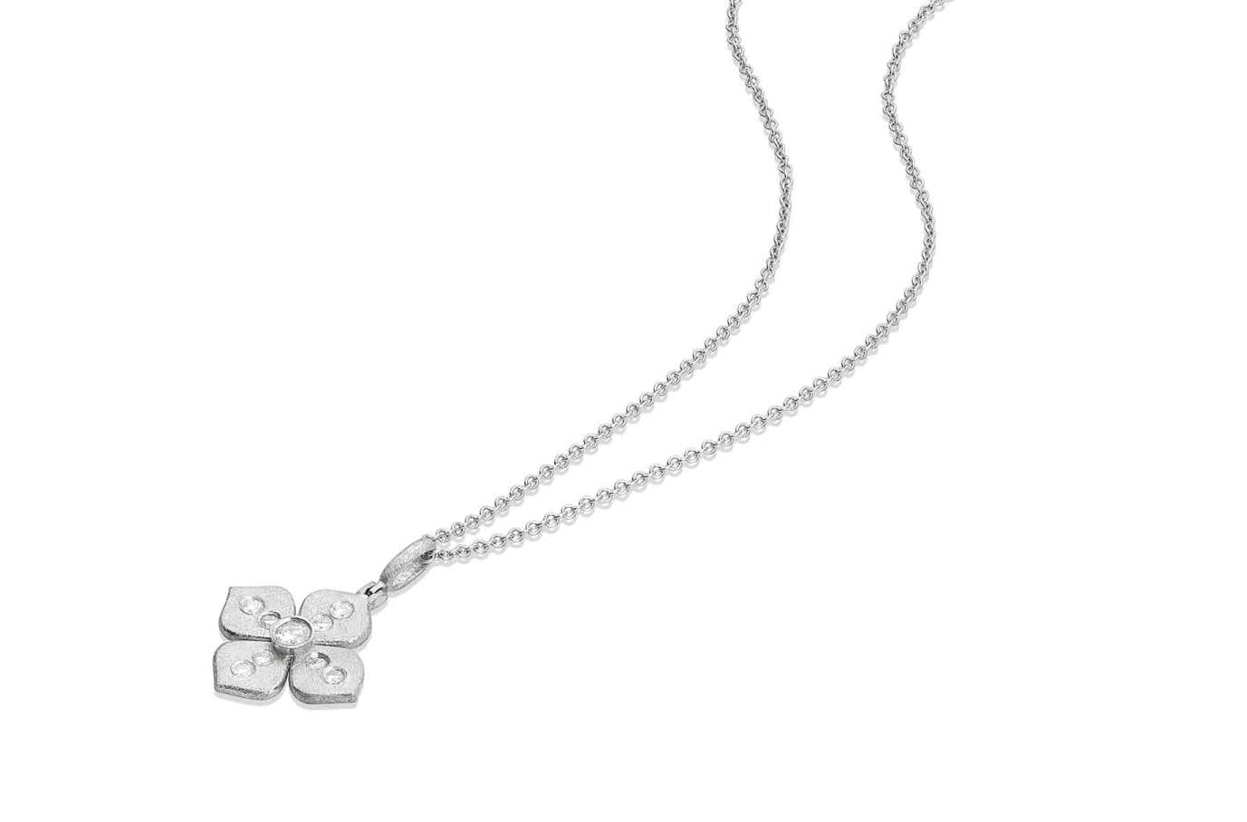 Petal Platinum Pendant with Diamonds