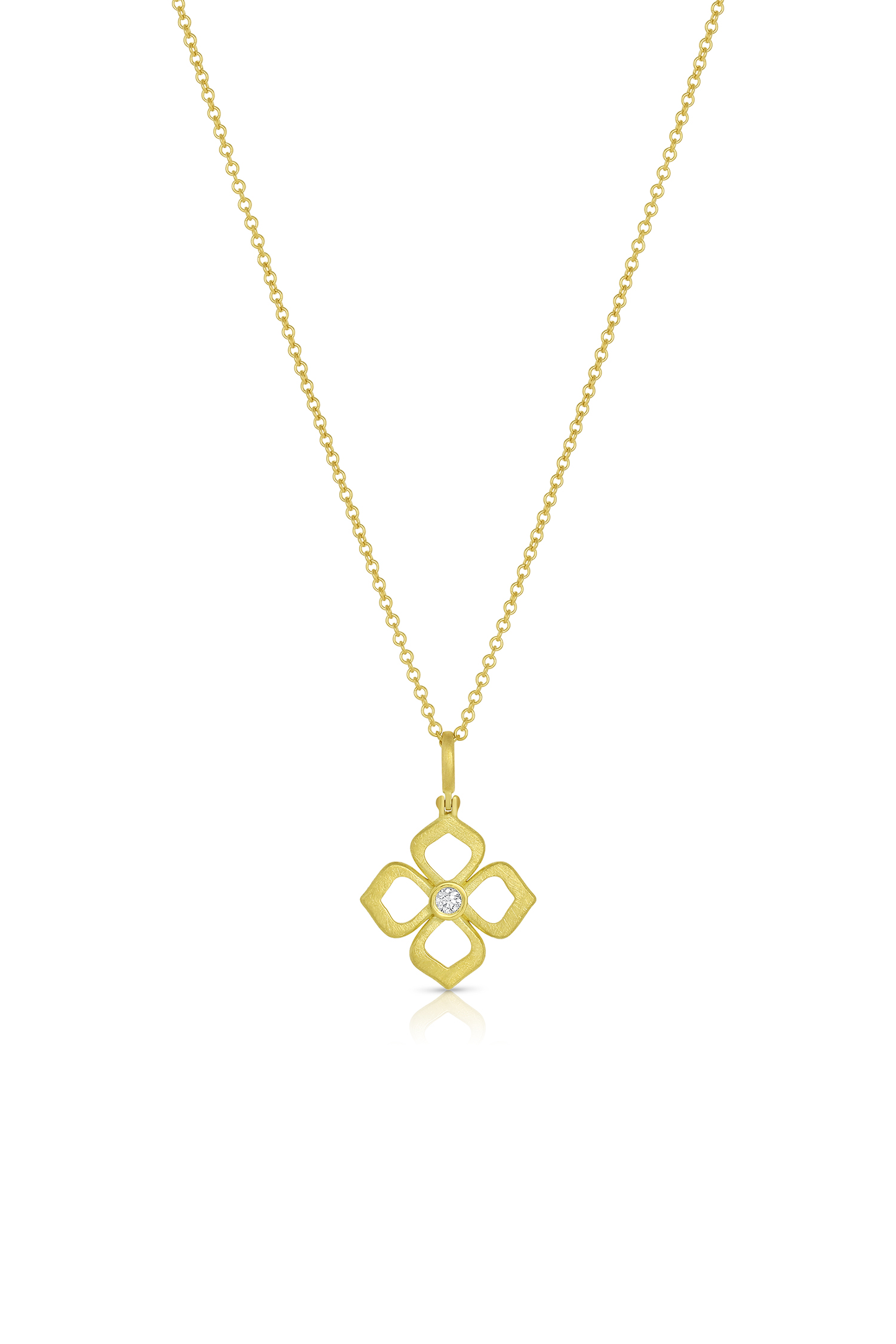 Open Flower Pendant With Diamond