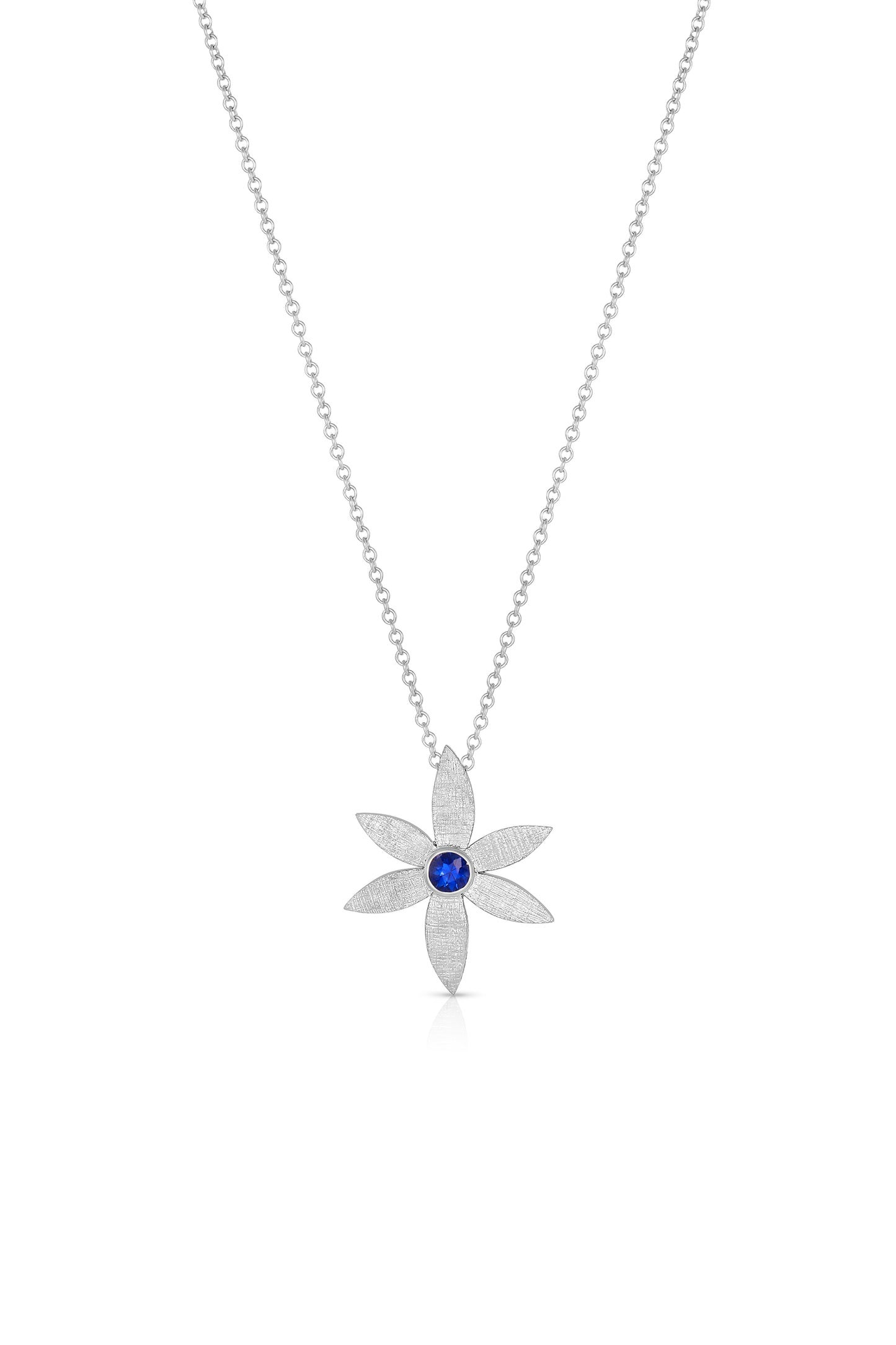Laurel Flower Platinum Pendant With Blue Sapphire