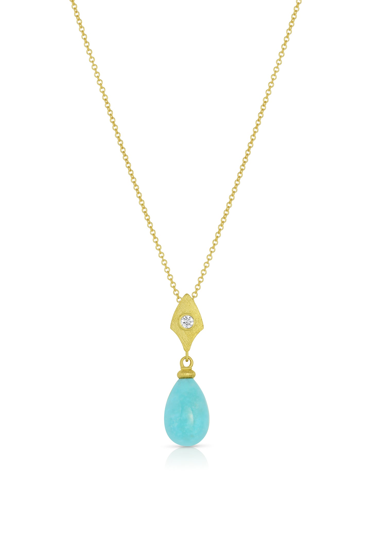 Turquoise Drop Gold Pendant
