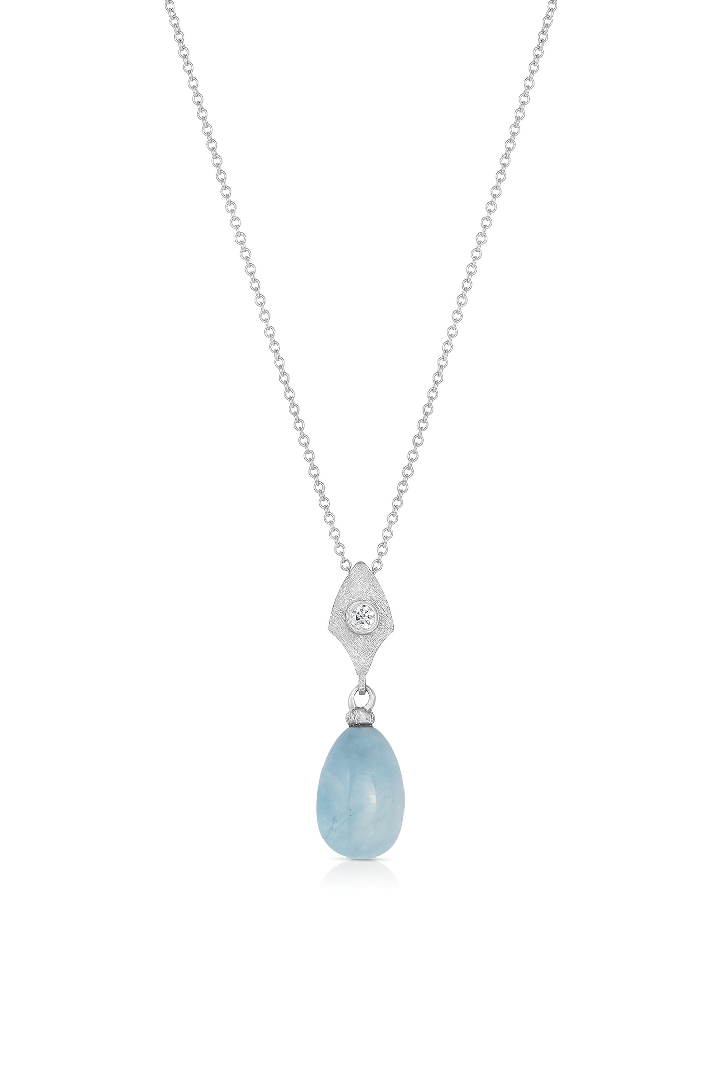 Aquamarine Drop Platinum Pendant