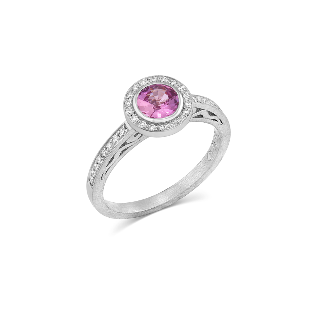 Pink Sapphire Platinum Ring