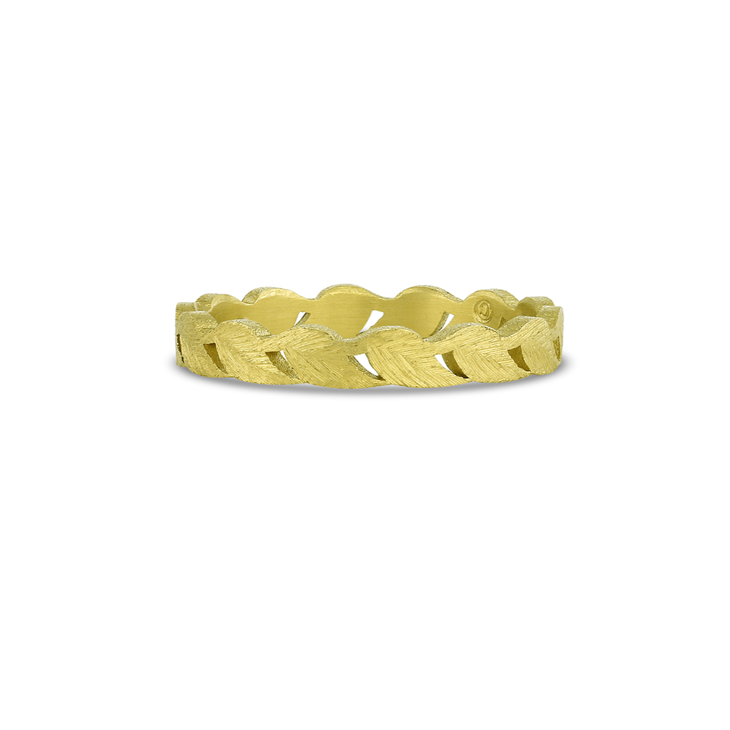 Yellow Gold Single Leaf Band