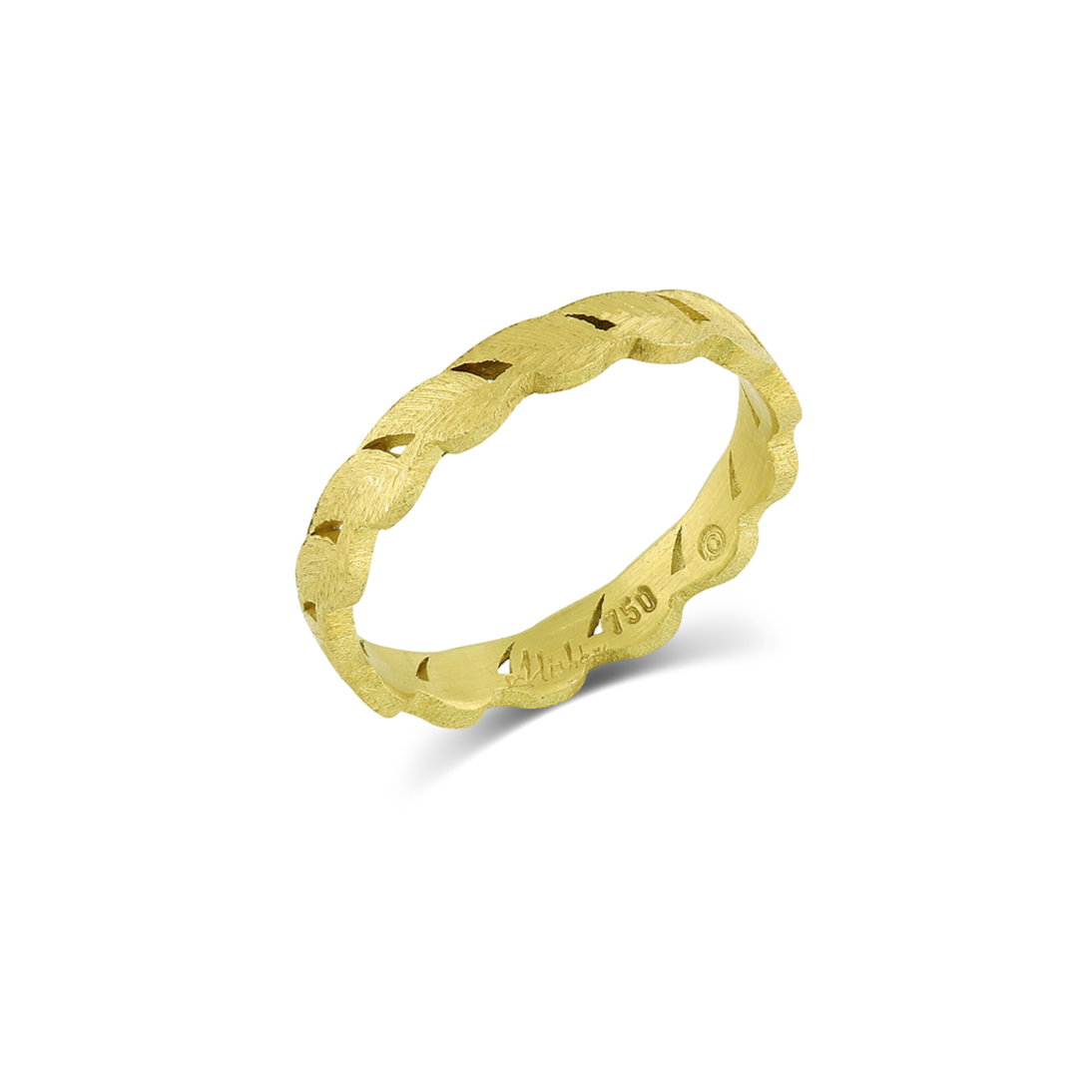 Yellow Gold Single Leaf Band