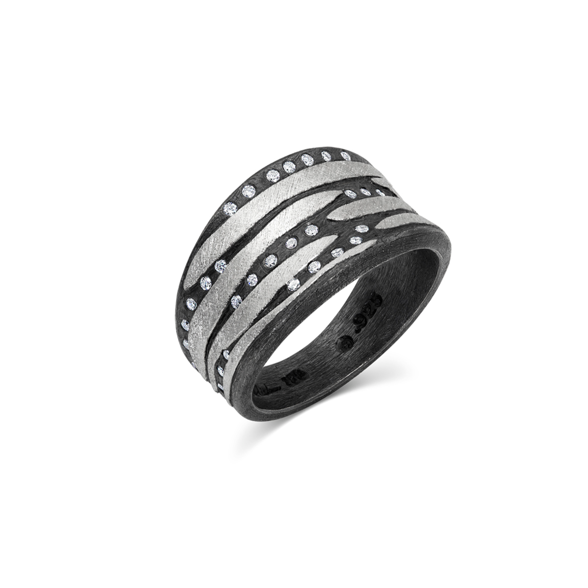 Platinum, Oxidized Silver Stripe Cigar Band