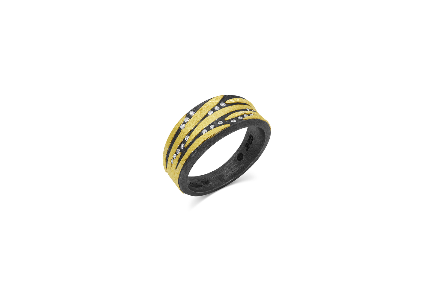 Yellow Gold, Oxidized Silver Stripe Cigar Band