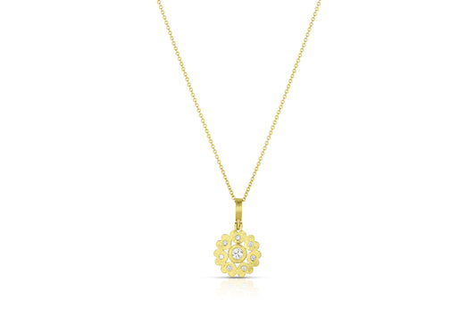 18 Karat Yellow Gold Circle of Hearts Pendant