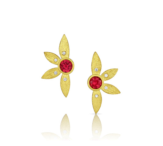 Half Plumeria Stud Earrings