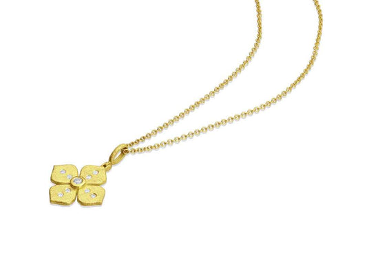 Petal Gold Pendant with Diamonds