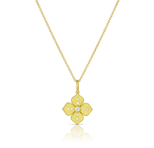 Petal Gold Pendant with Diamonds