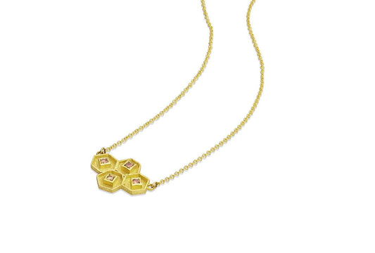 Hive Gold Pendant with Diamonds