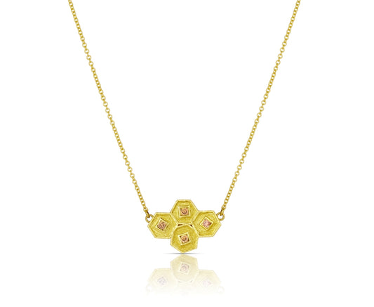 Hive Gold Pendant with Diamonds