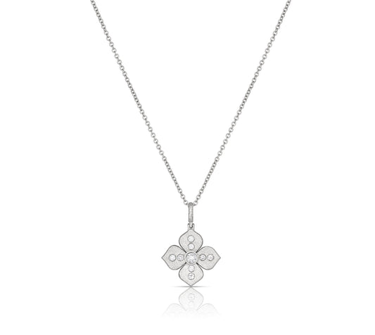 Petal Platinum Pendant with Diamonds
