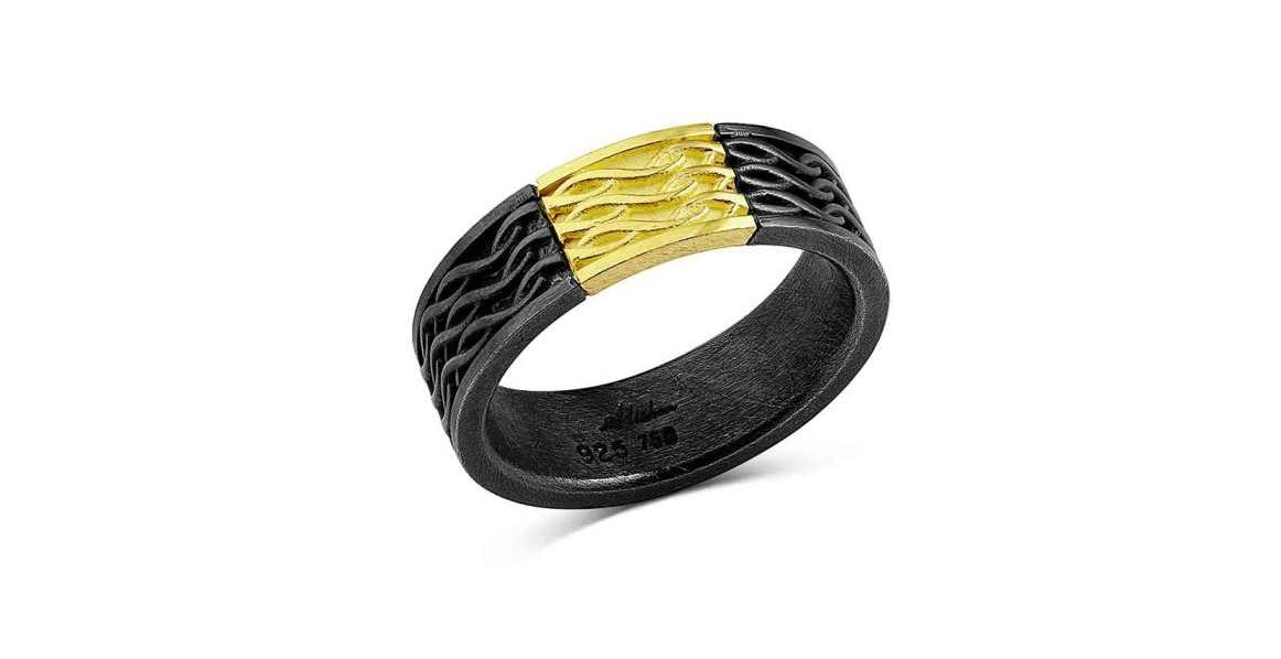 Wire Gold and Oxidized Silver Round Band