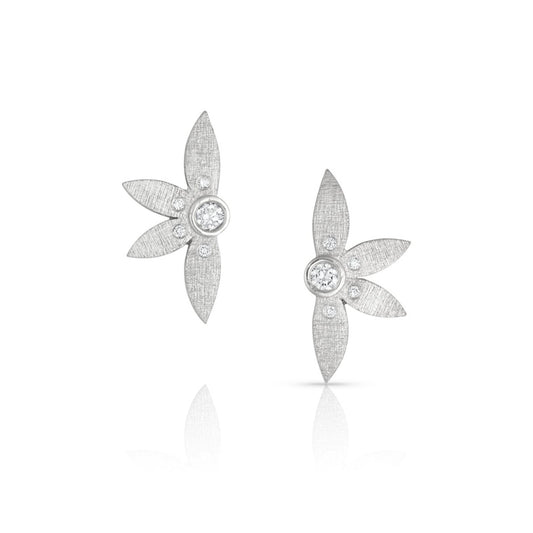 Half Petal Platinum Flower Studs