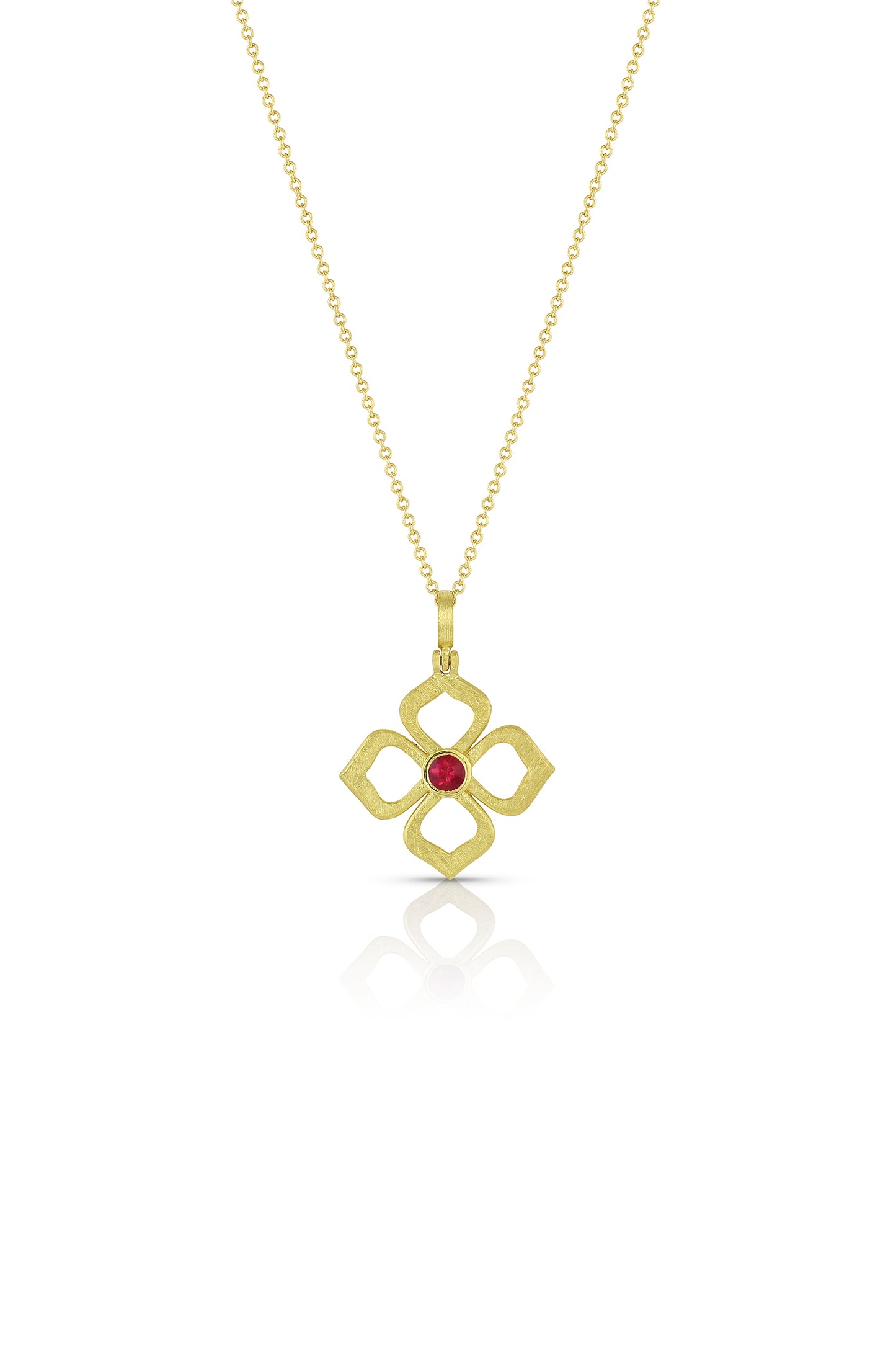 Open Flower Pendant With Ruby