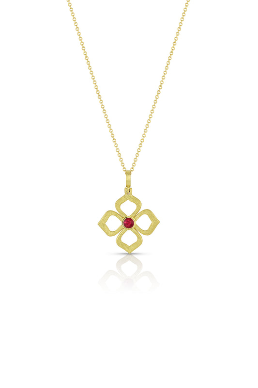 Open Flower Pendant With Ruby