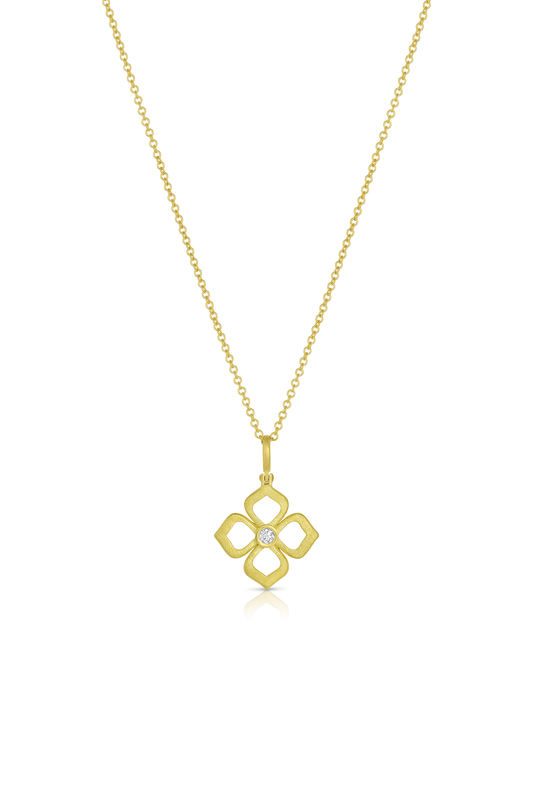 Open Flower Pendant With Diamond