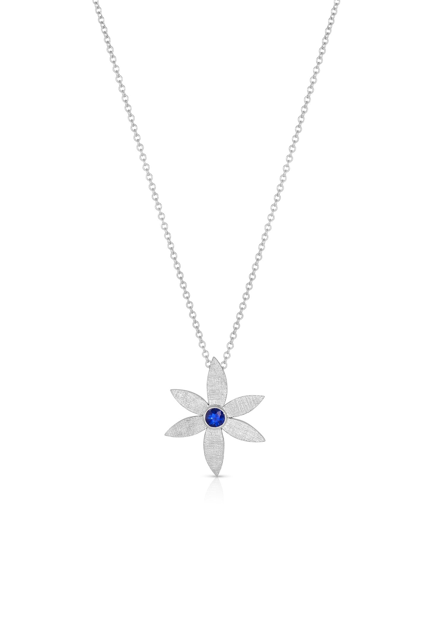 Laurel Flower Platinum Pendant With Blue Sapphire