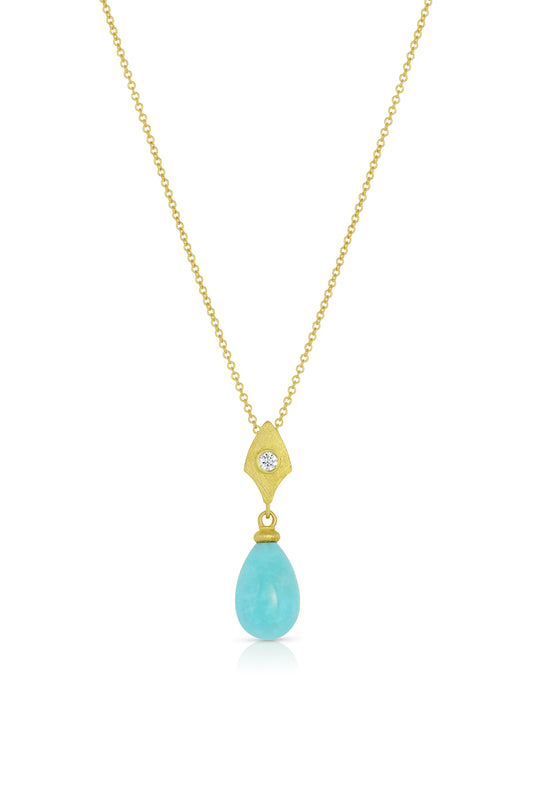 Turquoise Drop Gold Pendant