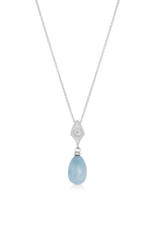 Aquamarine Drop Platinum Pendant
