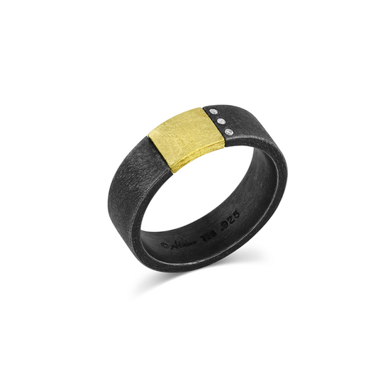 Round Silver Ring with Yellow Gold