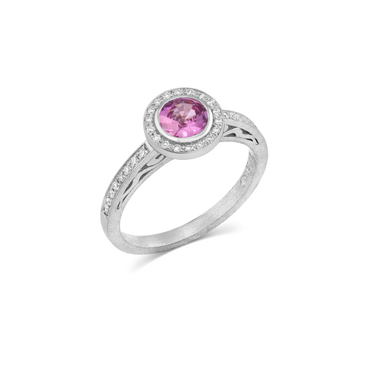 Pink Sapphire Platinum Ring