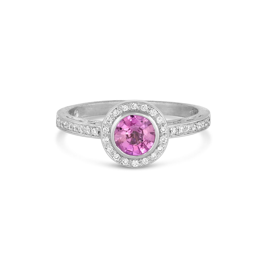 Pink Sapphire Platinum Ring