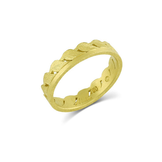 Yellow Gold Single Leaf Band