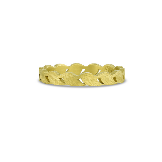 Yellow Gold Single Leaf Band