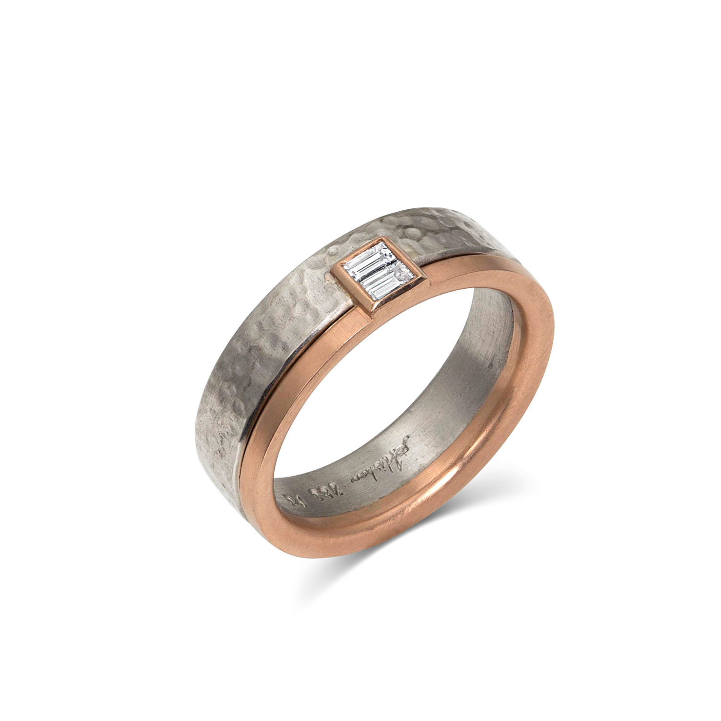 Platinum Rose Gold Groove Ring