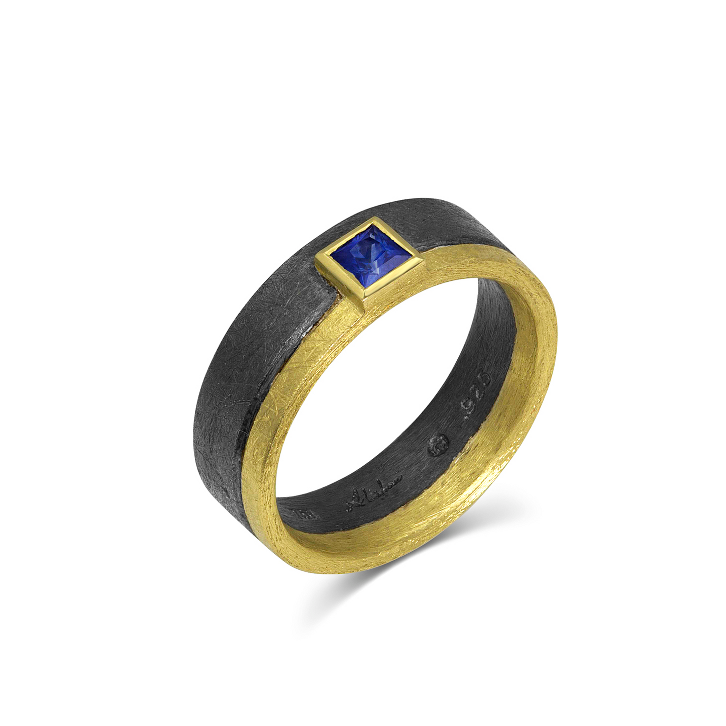 Yellow Gold Silver Groove Ring