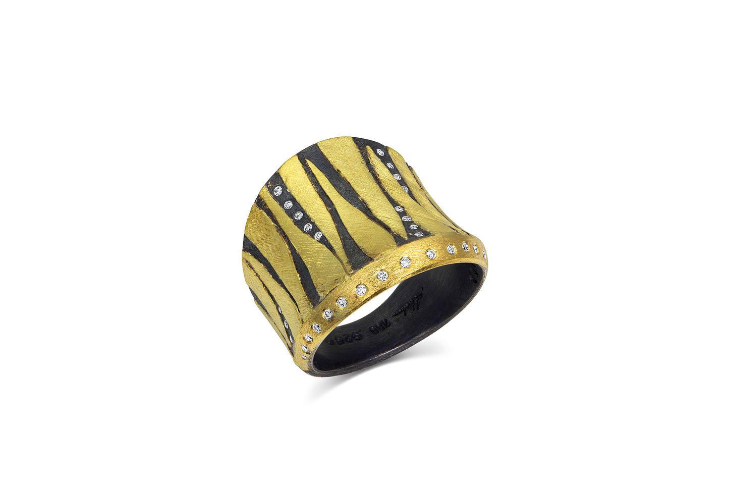 Yellow Gold Silver Wide Stripe Cigar Band