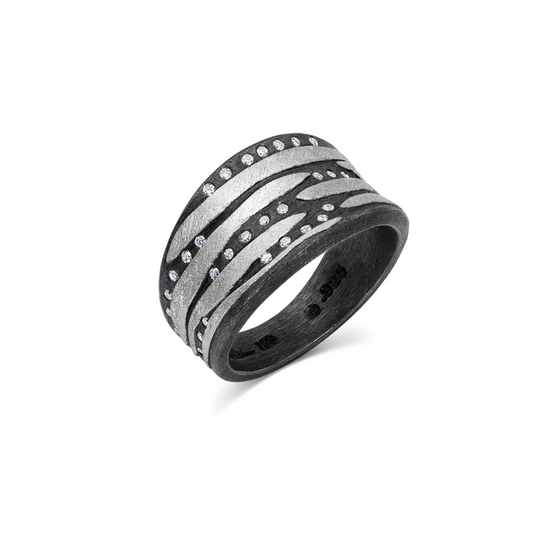 Platinum, Oxidized Silver Stripe Cigar Band