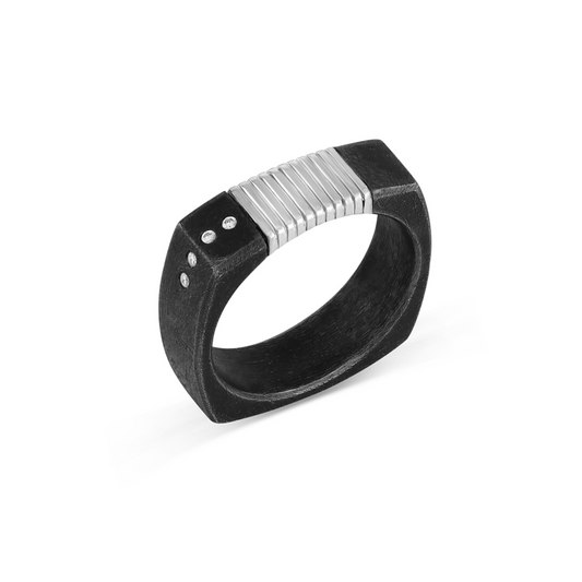 High Voltage Platinum Square Ring