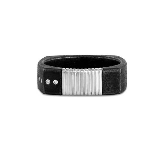 High Voltage Platinum Square Ring