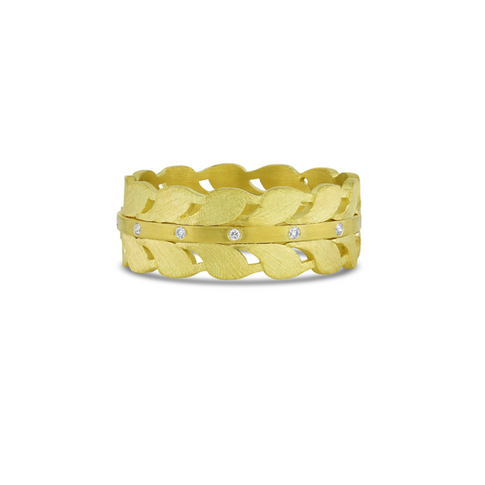 Yellow Gold Double Side Leaf Band