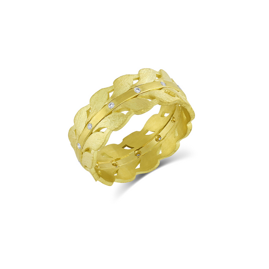 Yellow Gold Double Side Leaf Band