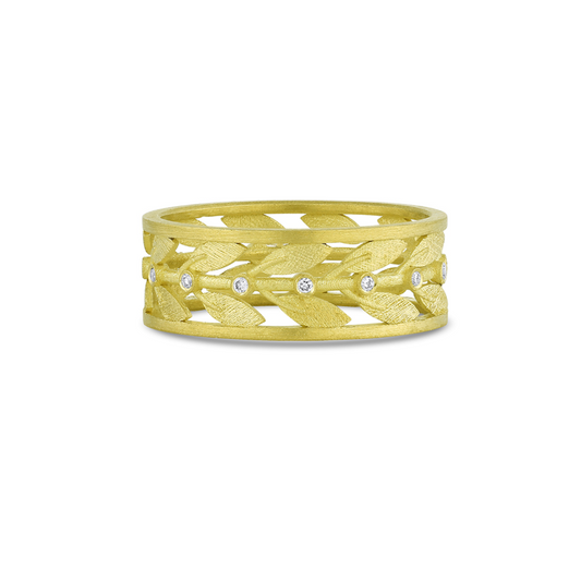 Yellow Gold Laurel Leaf Band