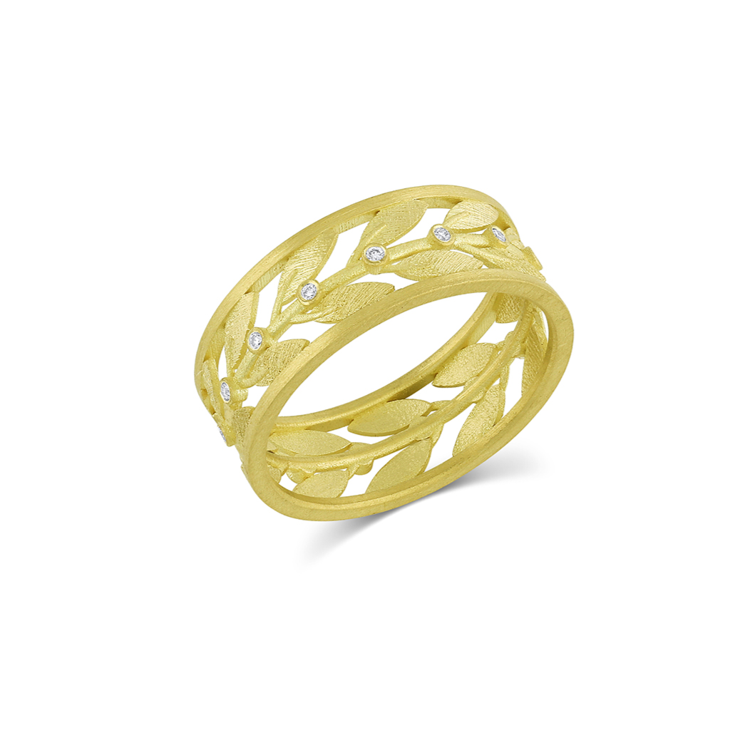 Yellow Gold Laurel Leaf Band